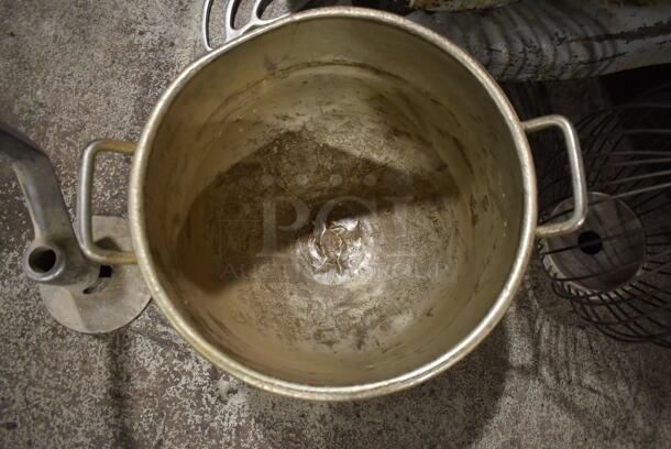 ALL ONE MONEY! Lot of Metal Mixing Bowl, Hobart VMLH60E 60 Quart Dough Hook Attachment and Hobart VHLH60D 60 Quart Whisk Attachment.  - Image 5 of 7