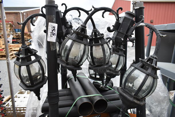 ALL ONE MONEY! PALLET LOT of 4 Large Lamps, 10 Table Columns, 3 Table Columns w/ Bases, 10 Screws, 9 X Column Feet, 10 Silver X Table Column Tops.  - Image 2 of 7