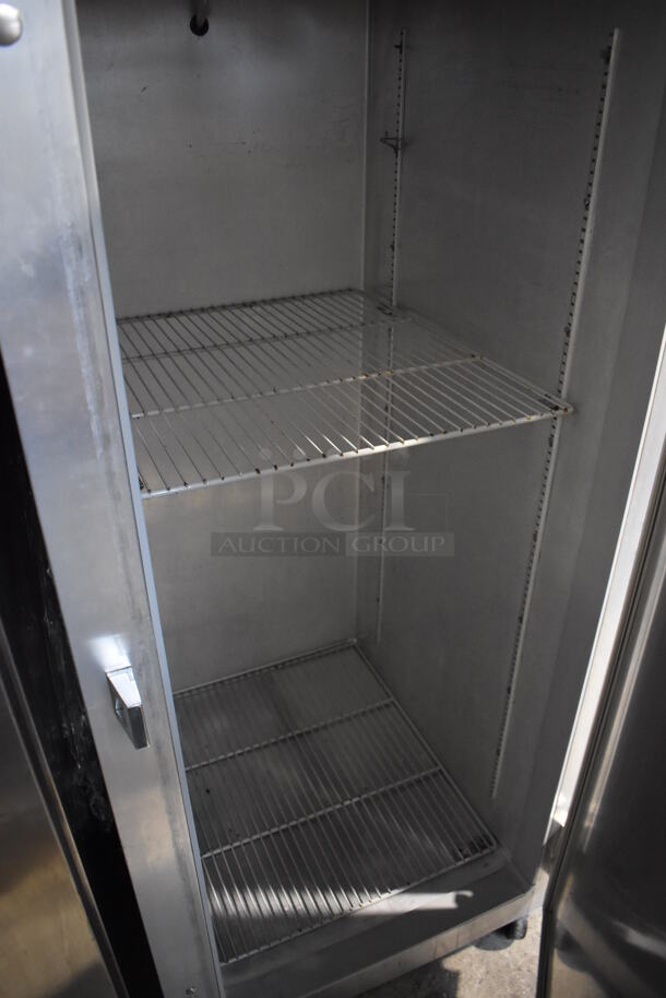 Continental 1RE Stainless Steel Commercial Single Door Reach In Cooler w/ Poly Coated Racks on Commercial Casters. 115 Volts, 1 Phase. 29x34x83. Tested and Working! - Image 4 of 6