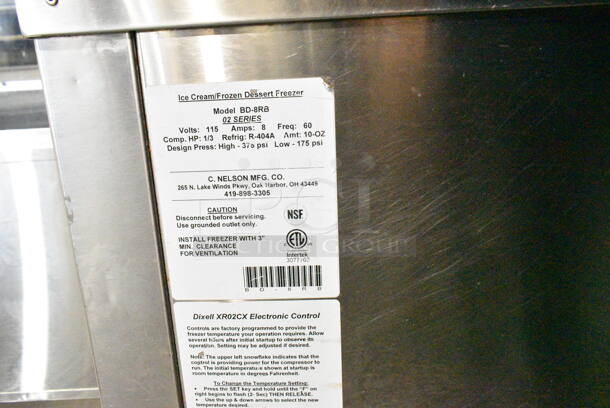 C Nelson BD-8RB Stainless Steel Chest Freezer w/ 2 Center Hinge Lids on Commercial Casters. 115 Volts, 1 Phase. Tested and Working! - Image 9 of 9