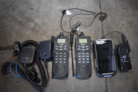 ALL ONE MONEY! Lot of 2 EF Johnson Radios, 2 EF Johnson Mics, Motorola Radio and Zebra TC51 Android Barcode Terminal