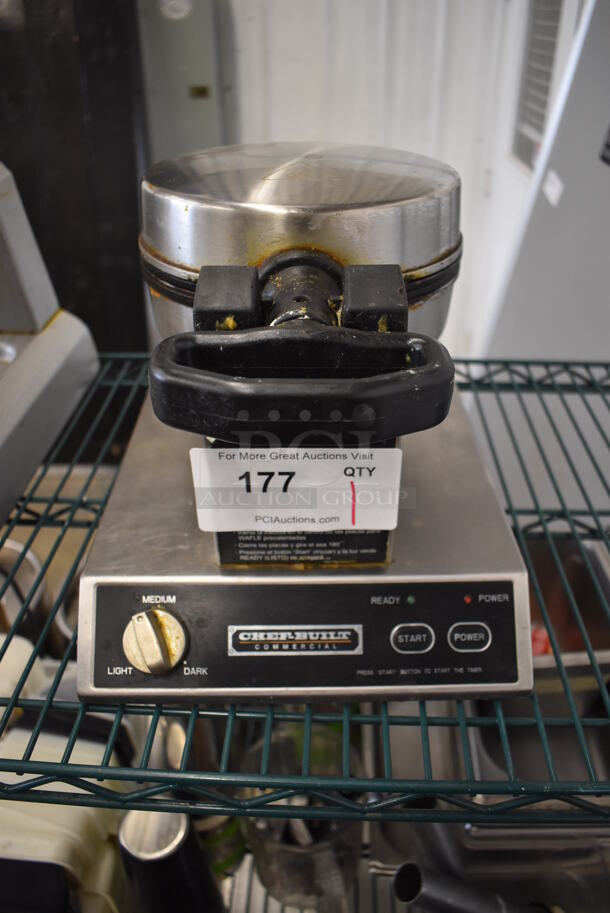 Chef-Built CWM-250 Metal Countertop Rotary Waffle Maker. 120 Volts, 1 Phase. 9.5x15x8.5. Tested and Working!