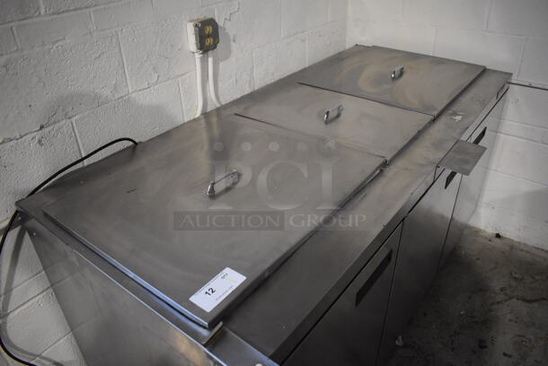 2010 Delfield 4472N-30M-AS Stainless Steel Commercial Prep Table w/ 3 Lids on Commercial Casters. 115 Volts, 1 Phase. 72x35.5x36. Tested and Working! - Image 2 of 9