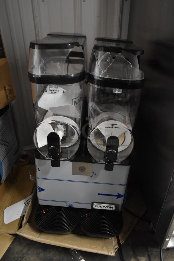 BRAND NEW SCRATCH AND DENT! 2022 Narvon 378SM2 Stainless Steel Commercial Countertop 2 Hopper Slushie Machine. 115 Volts, 1 Phase. Tested and Working! - Image 1 of 7