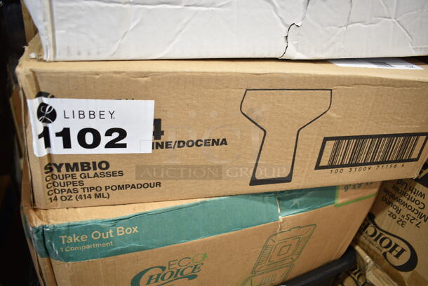 PALLET LOT of 36 BRAND NEW Boxes Including TN20 Solo Ultra Clear™ TN20 20 oz. Clear Straight Wall PET Plastic Cold Cup - 1000/Case, 760IC06B Choice 6 oz. Blue Paper Frozen Yogurt / Food Cup - 1000/Case, 130IC20BL500 Choice 20 lb. Blue Heavy Duty Plastic Ice Bag - 500/Case, 433MSLCPIE Choice 5" Clear Hinged Slice Container with Medium Dome Lid - 300/Case, 0 OneUp by Choice Kraft 2-Ply Wide Interfold 6 1/2" x 8 1/2" Dispenser Napkin - 6000/Case, Vigor 473SSAUCP6 6 Qt. Stainless Steel Sauce Pan with Aluminum-Clad Bottom and Cover, Libbey 1102 Symbio 14 oz. Customizable Coupe Glass - 12/Case, 471SAUC3QT Choice 2.75 Qt. Tapered Aluminum Sauce Pan, 129MCR32B Choice 32 oz. Black Round Microwavable Heavy Weight Container with Lid 7 1/4" - 150/Case, 128HD16COMBO ChoiceHD 16 oz. Microwavable Translucent Plastic Deli Container and Lid Combo Pack - 240/Case, SBTG3 Dart TamperGuard 3-Compartment Tamper-Resistant, Tamper-Evident Container - 300/Case, Response 12620 2-Ply Jumbo 1750' Toilet Paper Roll with 12" Diameter - 6/Case, 3 Box Lavex Li'l Herc 55-60 Gallon 1.2 Mil 38" x 58" Low Density Medium-Duty Black Trash Bag / Can Liner - 100/Case, 612FFL1230 Choice Foil Steam Table Pan Lid - Full Size - 50/Case. 36 Times Your Bid! - Image 8 of 12