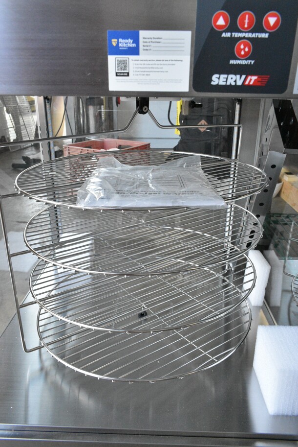 BRAND NEW SCRATCH AND DENT! ServIt 423PDW18D1 Stainless Steel 18" Full-Service Pizza Warmer with 4-Shelf Rotating Rack. 120 Volts, 1 Phase. Tested and Working! - Image 6 of 10