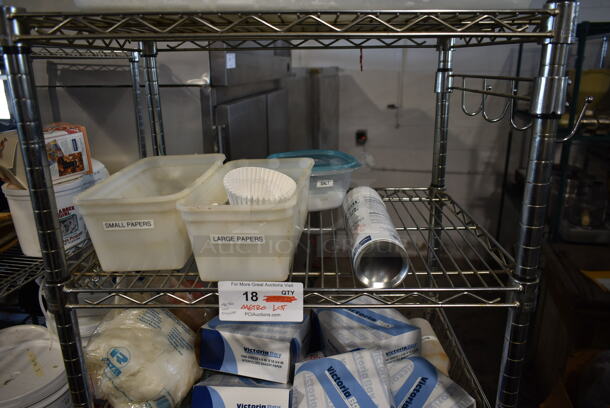 ALL ONE MONEY! Lot of Contents on 6 Tier Wire Shelving Unit Including Aluminum Foil and Poly Bins. Shelving Unit Not Included. - Image 3 of 7