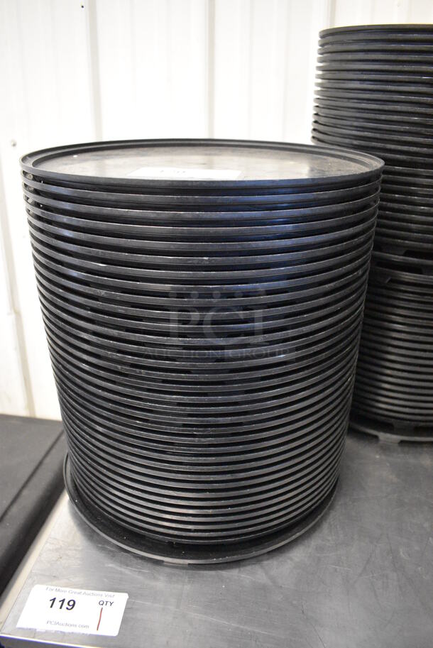 ALL ONE MONEY! Lot of 79 Pizza Hut Black Poly Round Trays for Pizza Making System. 15x15x1 - Image 2 of 4