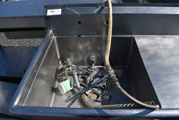 Stainless Steel Commercial Single Bay Sink w/ Right Side Drainboard, Faucet and Handles. 50x29x43. Bay 24x24x12. Drainboard 22x25x1 - Image 3 of 5