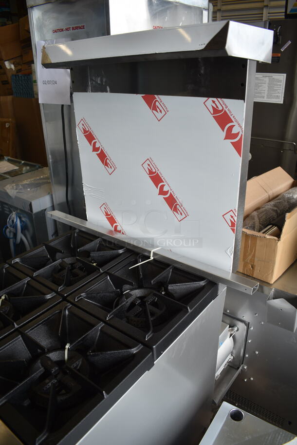 BRAND NEW SCRATCH AND DENT! 2022 Cooking Performance Group CPG 351S24L Stainless Steel Commercial  Liquid Propane 4 Burner 24" Range with Space Saver Oven, Over Shelf and Back Splash. 150,000 BTU. - Image 3 of 8