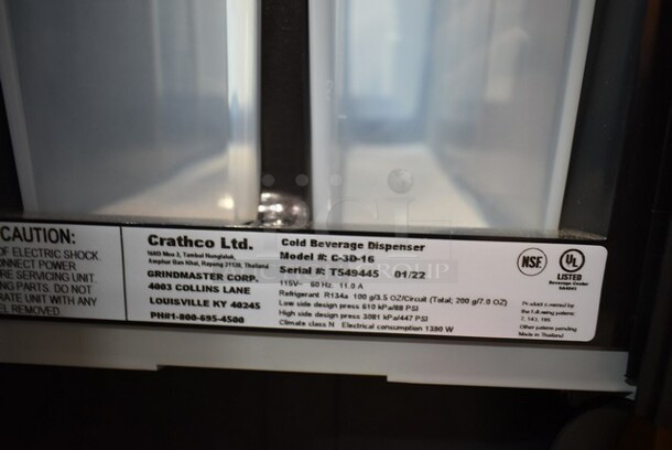 BRAND NEW SCRATCH AND DENT! 2022 Crathco C-3D-16 Metal Commercial Countertop G-Cool Focus Flavor Triple Bowl Premix Cold Beverage Dispenser with (1) 5 Gallon Hopper and (2) 2.4 Gallon Hoppers. Tested and Working! - Image 11 of 11