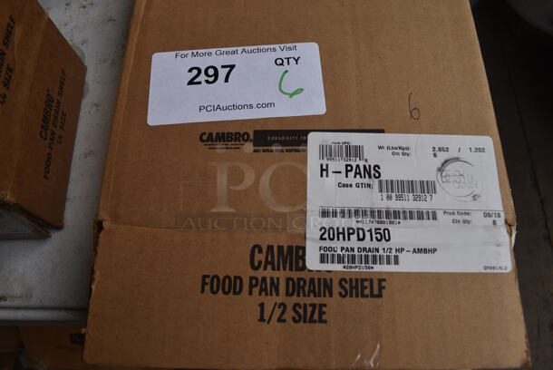 ALL ONE MONEY! Lot of 6 BRAND NEW IN BOX! Cambro Poly Amber Colored 1/2 Size Drop In Bin Straining Inserts - Image 3 of 3