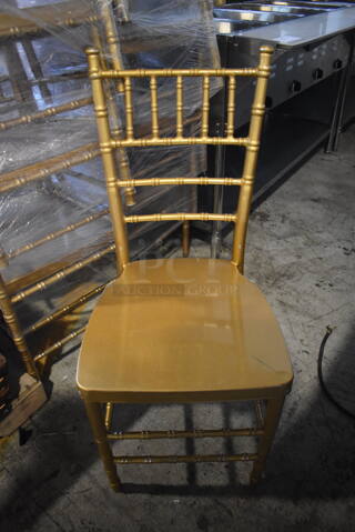 12 Gold Finish Chivari Dining Chairs. 16x16x36. 12 Times Your Bid!