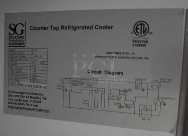 SG Model CT-6 Metal Commercial Mini Cooler Merchandiser w/ Poly Coated Racks. 115 Volts, 1 Phase. 22x28x36. Tested and Working! - Image 4 of 4