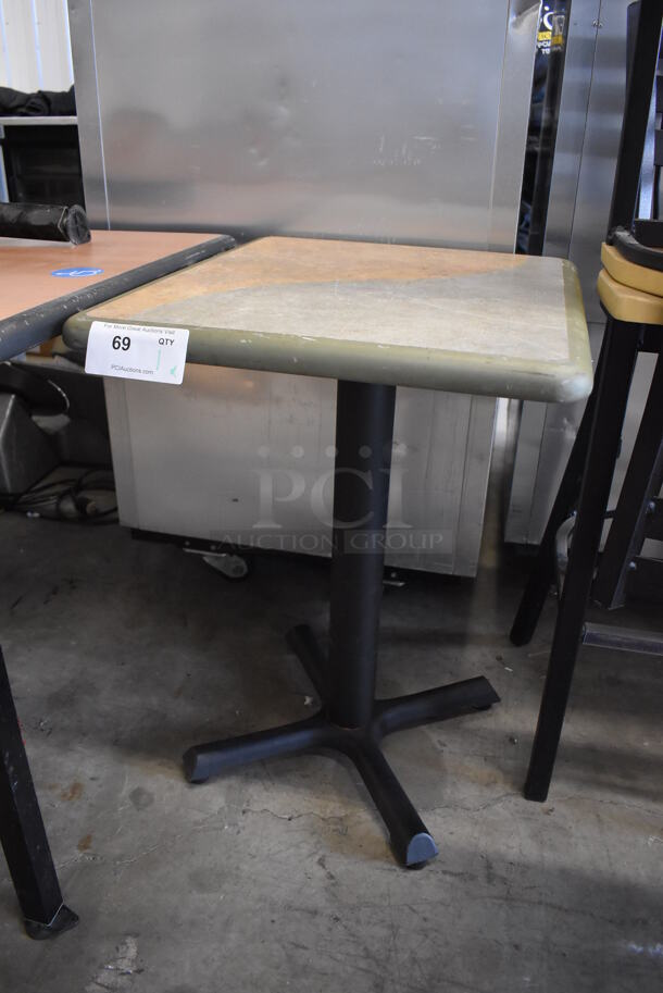 Tan and Gray Green Table on Black Metal Table Base. 20x24x29.5 - Image 4 of 5