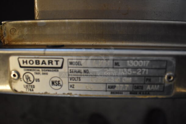 Hobart LXIH Stainless Steel Commercial Undercounter Hi Temp High Temperature Dishwasher. 120/208-240 Volts, 1 Phase. 24x26x34 - Image 6 of 7