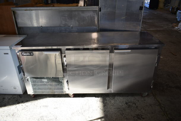 2018 Leader ESLM48S/C Stainless Steel Commercial 3 Door Undercounter Cooler on Commercial Casters. 115 Volts, 1 Phase. Tested and Working! - Image 1 of 9