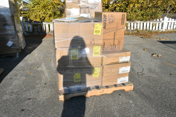 20 BRAND NEW! Boxes Including 09513-1 Polarpak 12 Compartment Clear Hinged PET Cupcake Take Out Container, AD32F Genpak 32 oz. Clear Hinged Deli Container with High Dome Lid, A818CTBL 18" Round Compartment Tray. 20 Times Your Bid!  - Image 1 of 9