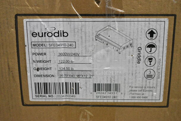 IN ORIGINAL BOX! Eurodib SFE04910-240 Stainless Steel Commercial Flat Top Griddle. 240 Volts. - Image 3 of 3