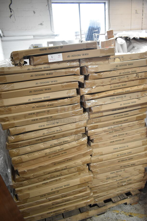 PALLET LOT of 54 BRAND NEW IN BOX! BFM Seating PHH2432BZ-TOP Outdoor Patio Hampton Tabletop, 24" x 32", powder coated aluminum top & frame with bronze finish. No Base. Goes GREAT w/ Lots 113 and 115! 54 Times Your Bid! - Image 2 of 3
