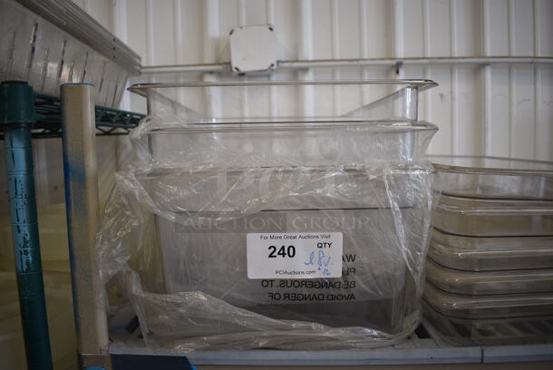 ALL ONE MONEY! BRAND NEW Lot of 8 Various Clear Full Size Drop In Bins and 16 Straining Inserts. 1/1x6, 1/1x2.5 - Image 4 of 5