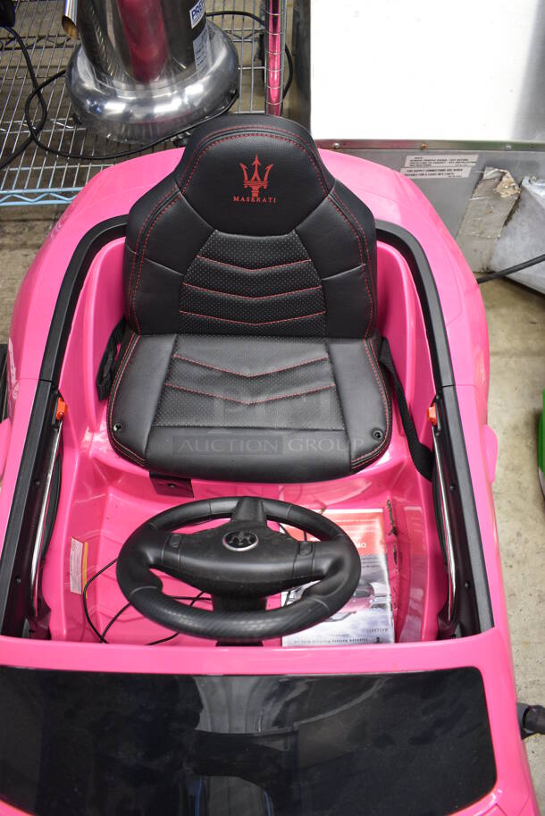 Pink Poly Electric Powered Single Seat Maserati Car. 28x48x18. Tested and Working! - Image 5 of 12