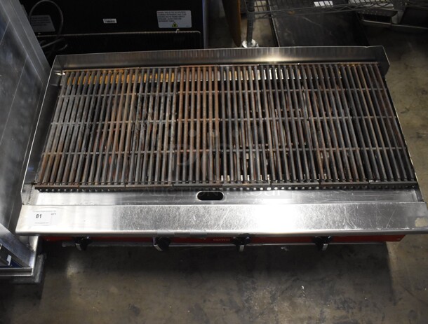 Avantco ATRC-48 Stainless Steel Commercial Countertop Natural Gas Powered Charbroiler Grill. 140,000 BTU. 