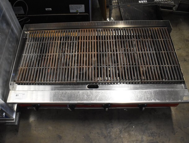 Avantco ATRC-48 Stainless Steel Commercial Countertop Natural Gas Powered Charbroiler Grill. 140,000 BTU.  - Image 1 of 5