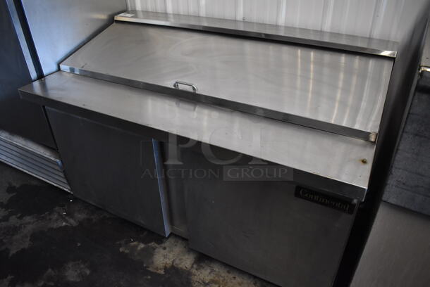 Continental SW60-24M Stainless Steel Commercial Sandwich Salad Prep Table Bain Marie Mega Top on Commercial Casters. 115 Volts, 1 Phase. 60x35x40. Tested and Powers On But Temps at 52 Degrees