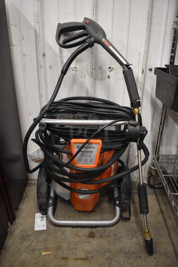 Husqvarna PW 2000 Metal Floor Style Electric Powered Pressure Washer. 120 Volts, 1 Phase. 17x12x21 - Image 1 of 5