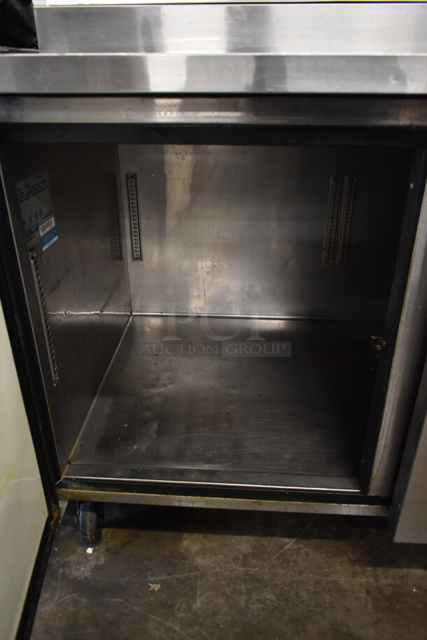 Turbo Air TPR-67SD Stainless Steel Commercial Pizza Prep Table on Commercial Casters. 115 Volts, 1 Phase. Tested and Powers On But Does Not Get Cold
 - Image 6 of 8
