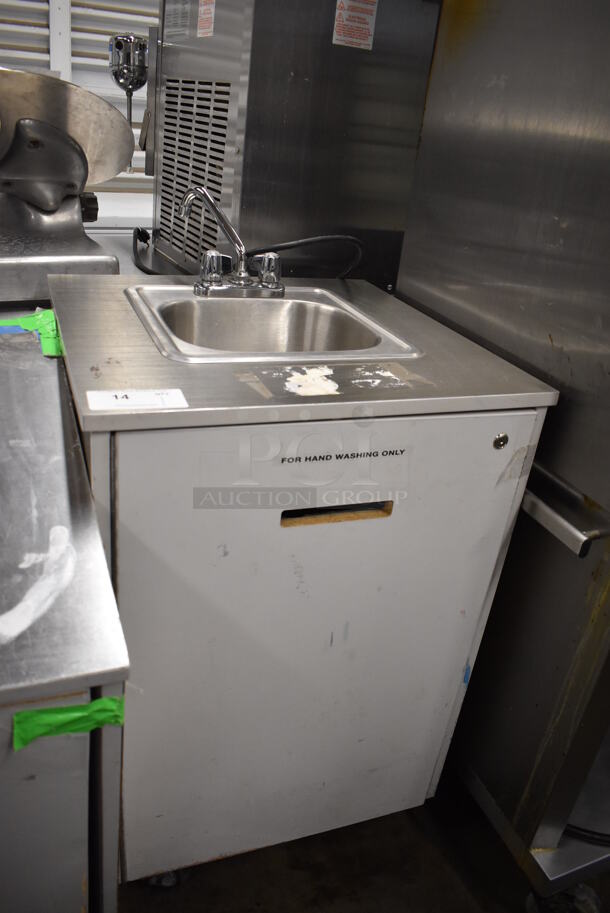 Stainless Steel Single Bay Portable Sink w/ Faucet and Handles on Commercial Casters. 24x24x44 - Image 3 of 8