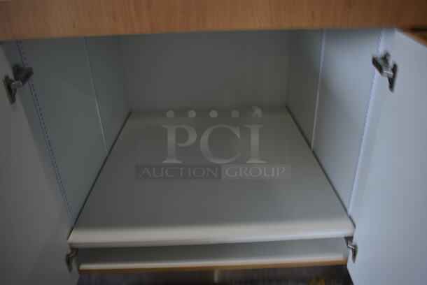 BRAND NEW! Wood Pattern 6 Door Counter. Missing Countertop. - Image 5 of 6