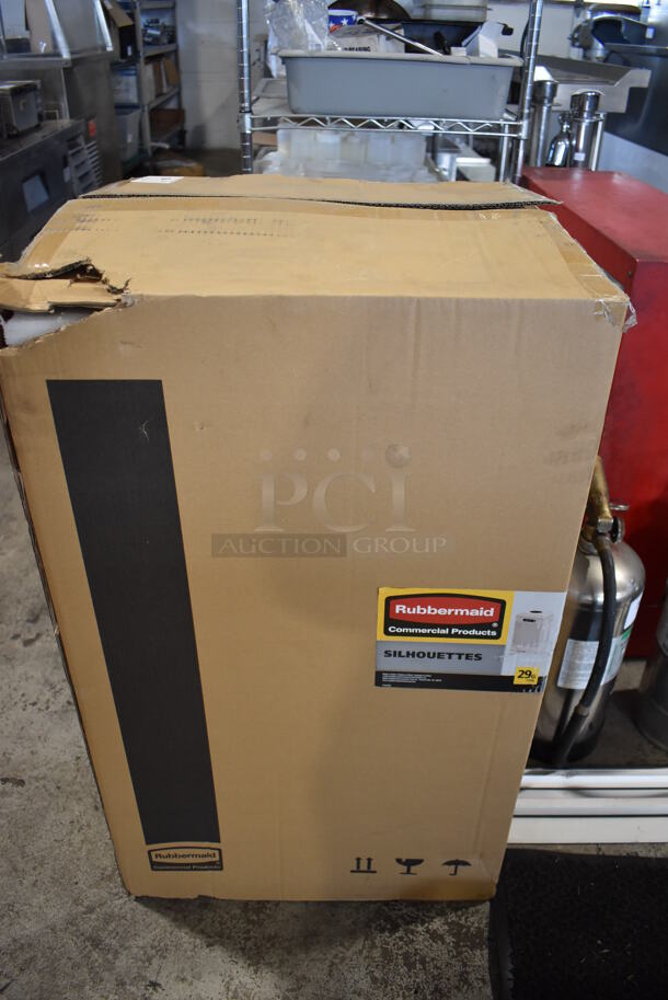 BRAND NEW IN BOX! Rubbermaid Silhouettes Metal Trash Can Shell. 21x21x34 - Image 7 of 7