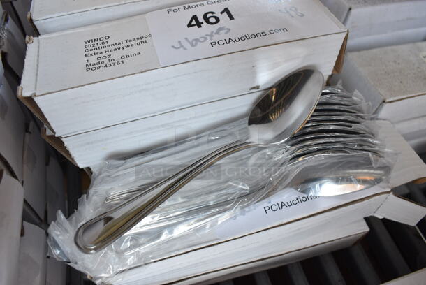 24 BRAND NEW IN BOX! Winco 0021-01 Stainless Steel Continental Teaspoons. 6