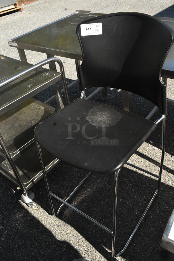 Black Poly Bar Height Chair on Chrome Finish Metal Legs.