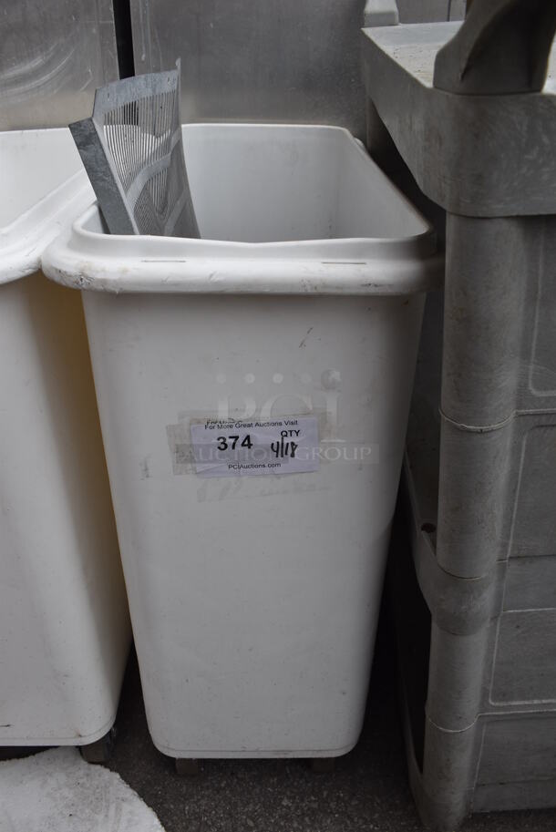 White Poly Ingredient Bin on Commercial Casters.