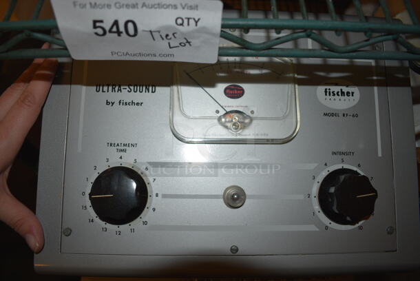 ALL ONE MONEY! Tier Lot of Various Items Including Fischer Model RF-60 Ultra-Sound Machine, Ultrasound Gel, and Sweaters - Image 3 of 5