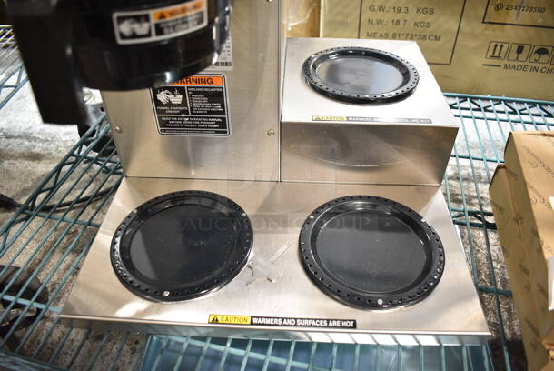 BRAND NEW SCRATCH AND DENT! 2023 Bunn VP17-3 Stainless Steel Commercial Countertop 3 Burner Coffee Machine w/ 3 Coffee Pots and Poly Brew Basket. 120 Volts, 1 Phase.  - Image 4 of 8