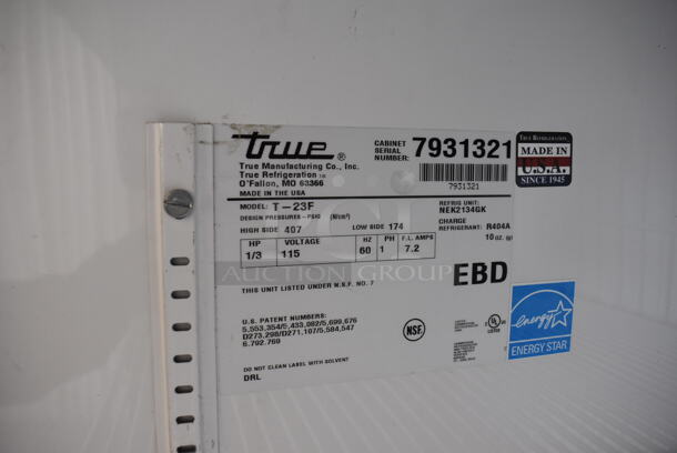 2013 True T-23F ENERGY STAR Stainless Steel Commercial Single Door Reach In Freezer w/ Poly Coated Racks on Commercial Casters. 115 Volts, 1 Phase. 27x30x83. Tested and Working! - Image 6 of 7