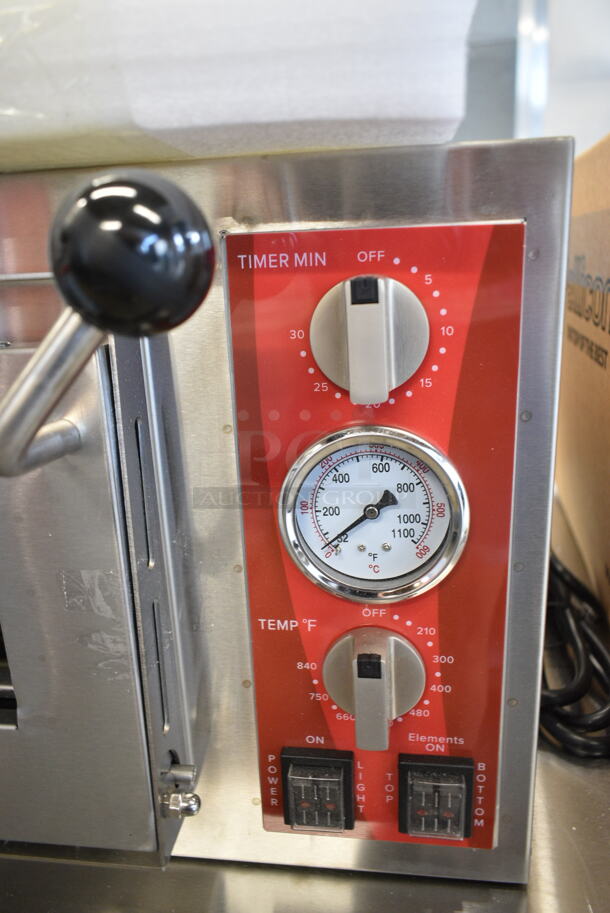 BRAND NEW SCRATCH AND DENT! Avantco 177DPO18S Stainless Steel Commercial Countertop Electric Powered Single Deck Pizza Oven w/ Cooking Stone. 120 Volts, 1 Phase. Tested and Working! - Image 4 of 8