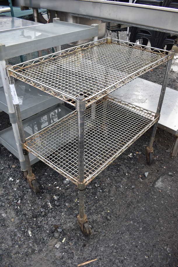 Chrome Finish 2 Tier Cart on Commercial Casters. 18x30x32 - Image 1 of 3