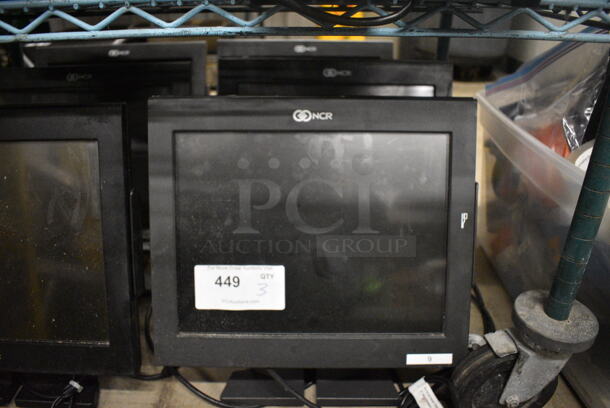 3 NCR 15" POS Monitors w/ Credit Card Strip Reader. 3 Times Your Bid! - Image 1 of 3