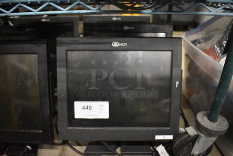 3 NCR 15" POS Monitors w/ Credit Card Strip Reader. 3 Times Your Bid!