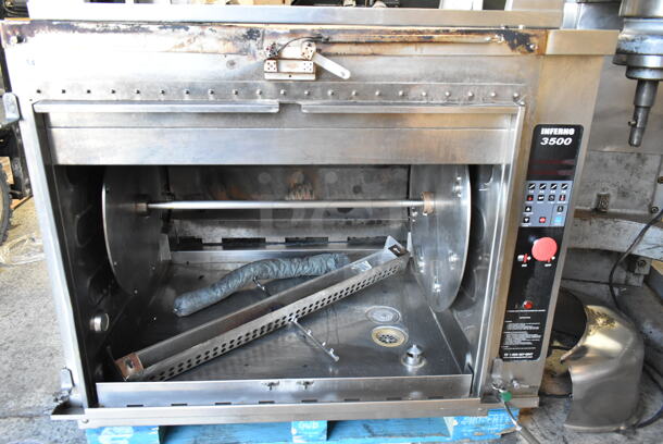 Hardt Inferno 3500 Stainless Steel Commercial Natural Gas Powered Rotisserie Oven. Comes w/ Metal Legs on Commercial Casters. 76,000 BTU.  - Image 3 of 11