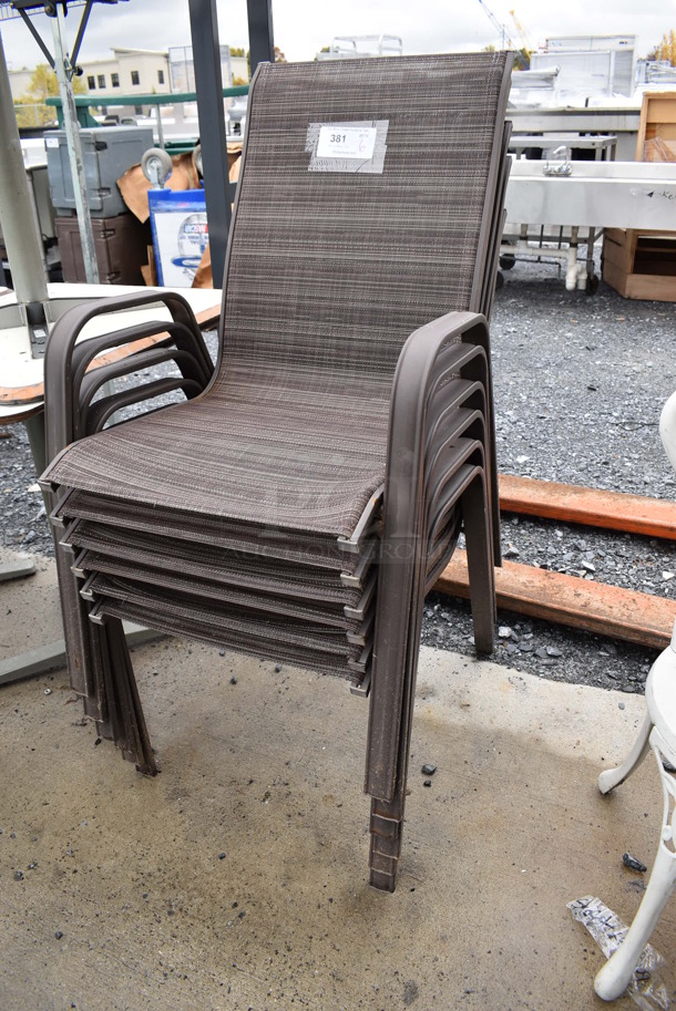 6 Brown Metal Patio Chairs w/ Brown Cushion and Armrests. 22x26x37. 6 Times Your Bid! - Image 2 of 3