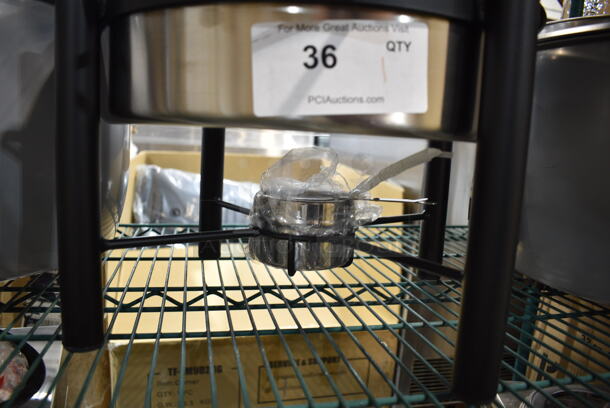 BRAND NEW SCRATCH AND DENT! Acopa 6 Qt. Wrought Iron Pillar Chafer w/ Drop In and Lid.  - Image 3 of 4