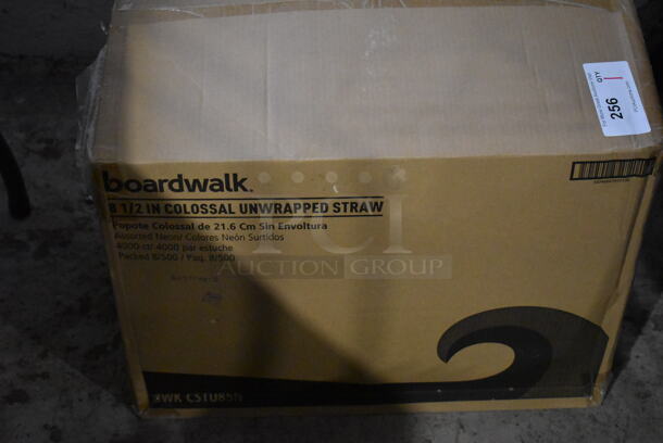 Box of BRAND NEW Boardwalk 8.5" Colossal Unwrapped Neon Colored Straws.  - Image 4 of 4
