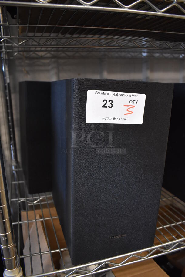 3 Samsung PS-WR45BB Subwoofer Speakers. 110-120 Volts, 1 Phase. 7x11x13.5. 3 Times Your Bid! - Image 2 of 5