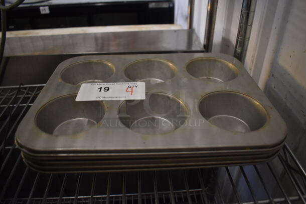 4 Metal 6 Cup Muffin Baking Pans. 14x10.5x2. 4 Times Your Bid!